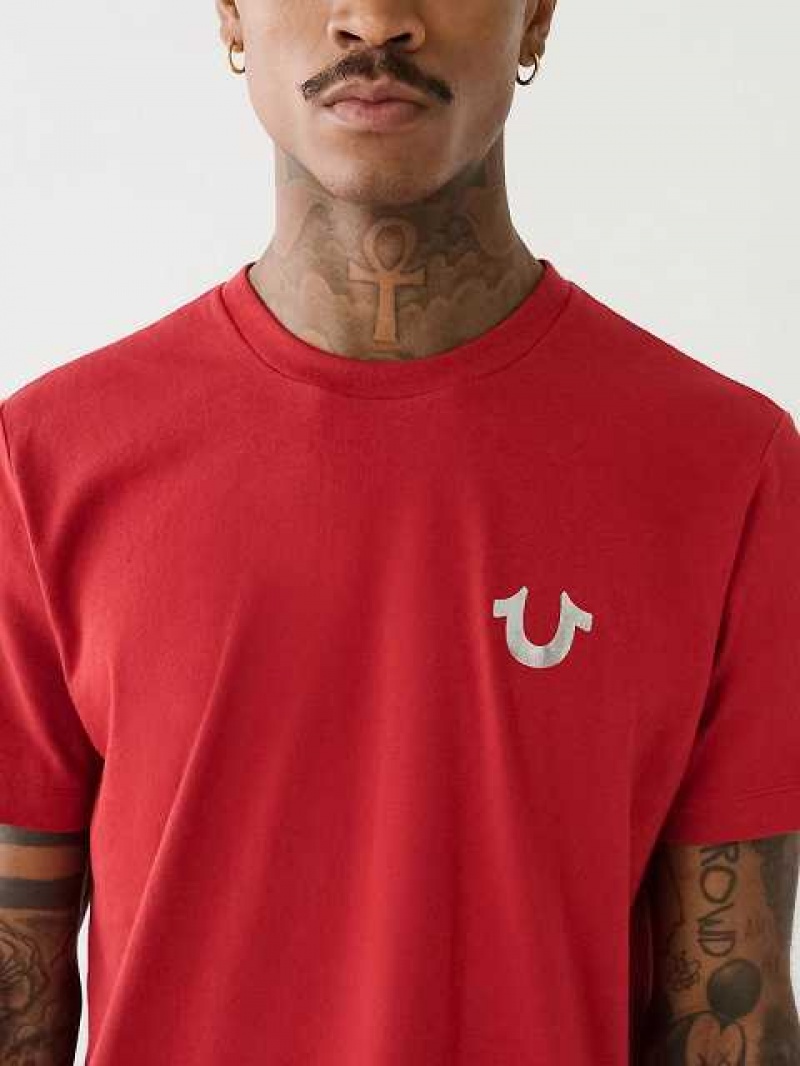 Camiseta True Religion Horseshoe Logo Crew Neck Hombre Rojas | Colombia-OYFQBAD57