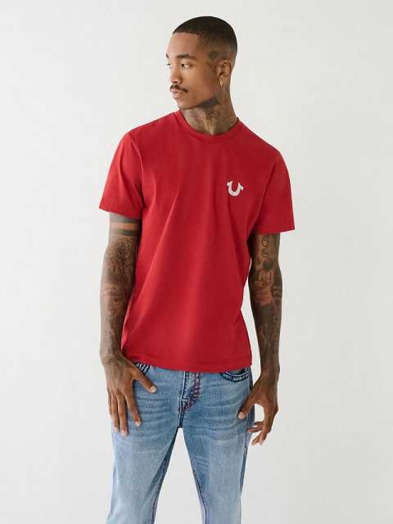 Camiseta True Religion Horseshoe Logo Crew Neck Hombre Rojas | Colombia-OYFQBAD57