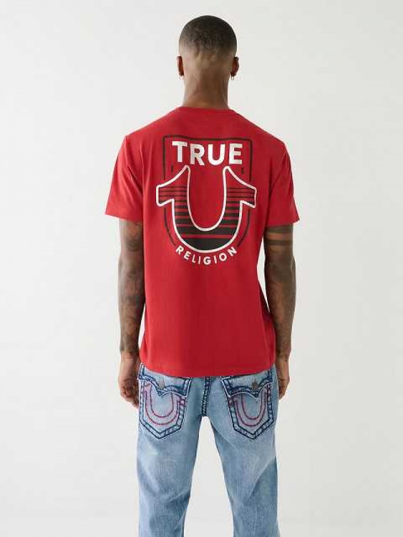 Camiseta True Religion Horseshoe Logo Crew Neck Hombre Rojas | Colombia-OYFQBAD57