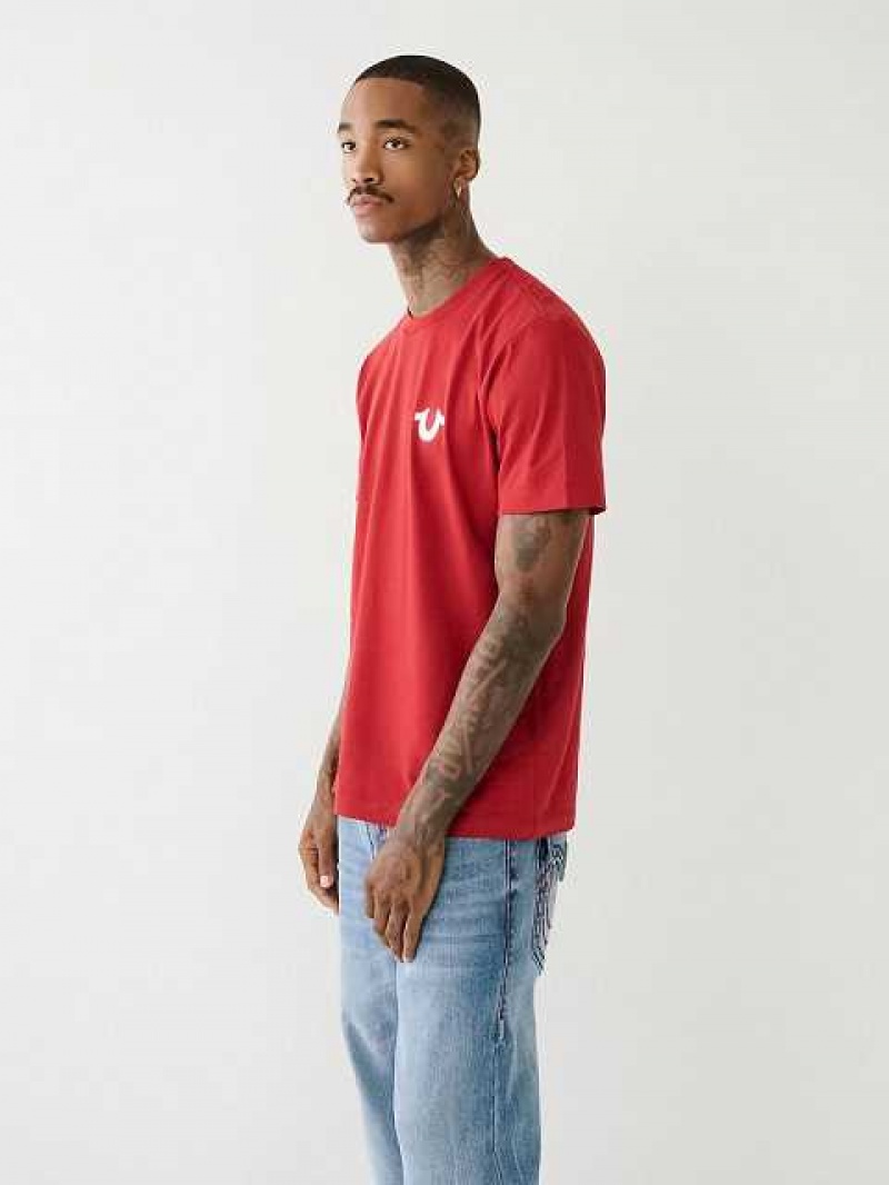 Camiseta True Religion Horseshoe Logo Crew Neck Hombre Rojas | Colombia-OYFQBAD57