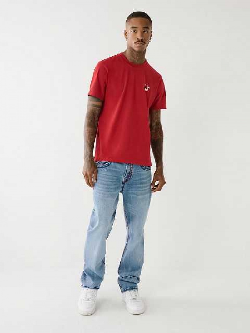 Camiseta True Religion Horseshoe Logo Crew Neck Hombre Rojas | Colombia-OYFQBAD57