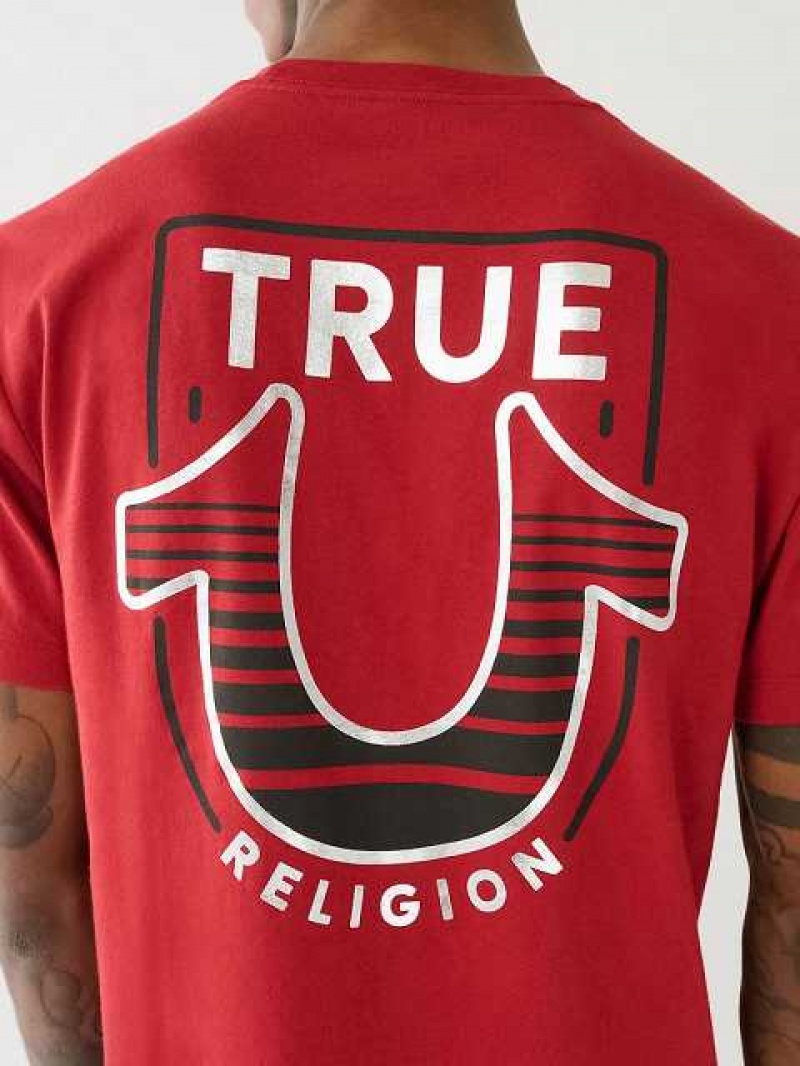 Camiseta True Religion Horseshoe Logo Crew Neck Hombre Rojas | Colombia-OYFQBAD57