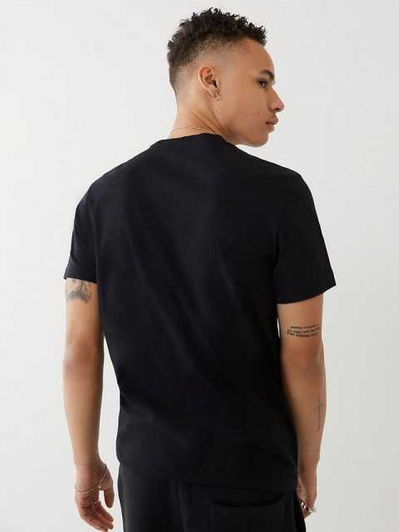 Camiseta True Religion Horseshoe Logo Hombre Negras | Colombia-VZWJLAH26