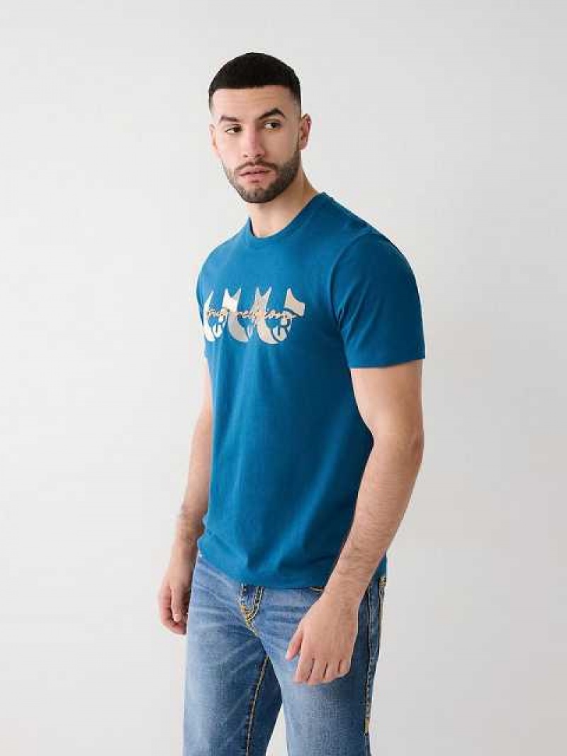 Camiseta True Religion Horseshoe Logo Hombre Azul Marino Azul Marino | Colombia-CYUVLTI68