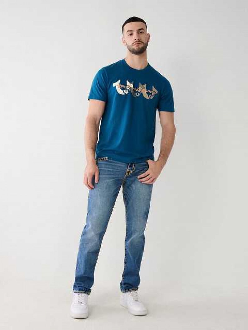 Camiseta True Religion Horseshoe Logo Hombre Azul Marino Azul Marino | Colombia-CYUVLTI68