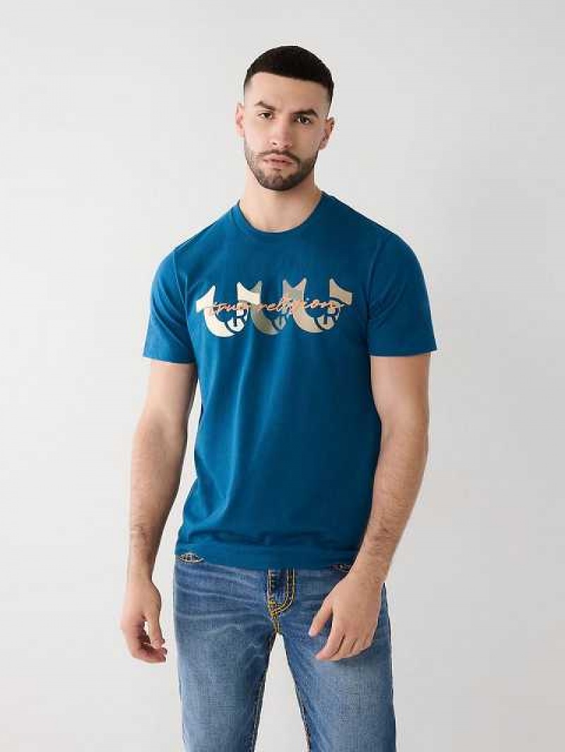 Camiseta True Religion Horseshoe Logo Hombre Azul Marino Azul Marino | Colombia-CYUVLTI68