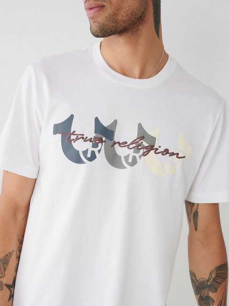 Camiseta True Religion Horseshoe Logo Hombre Blancas | Colombia-ZEAHYFM75