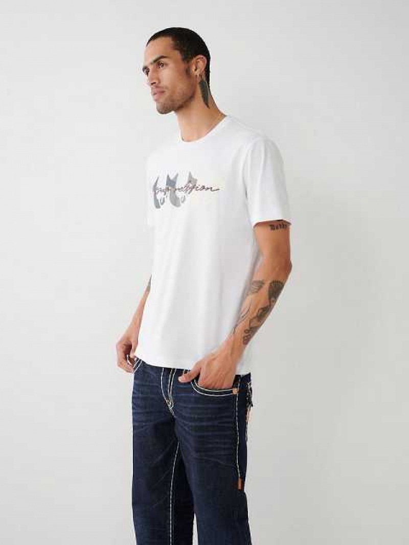 Camiseta True Religion Horseshoe Logo Hombre Blancas | Colombia-ZEAHYFM75