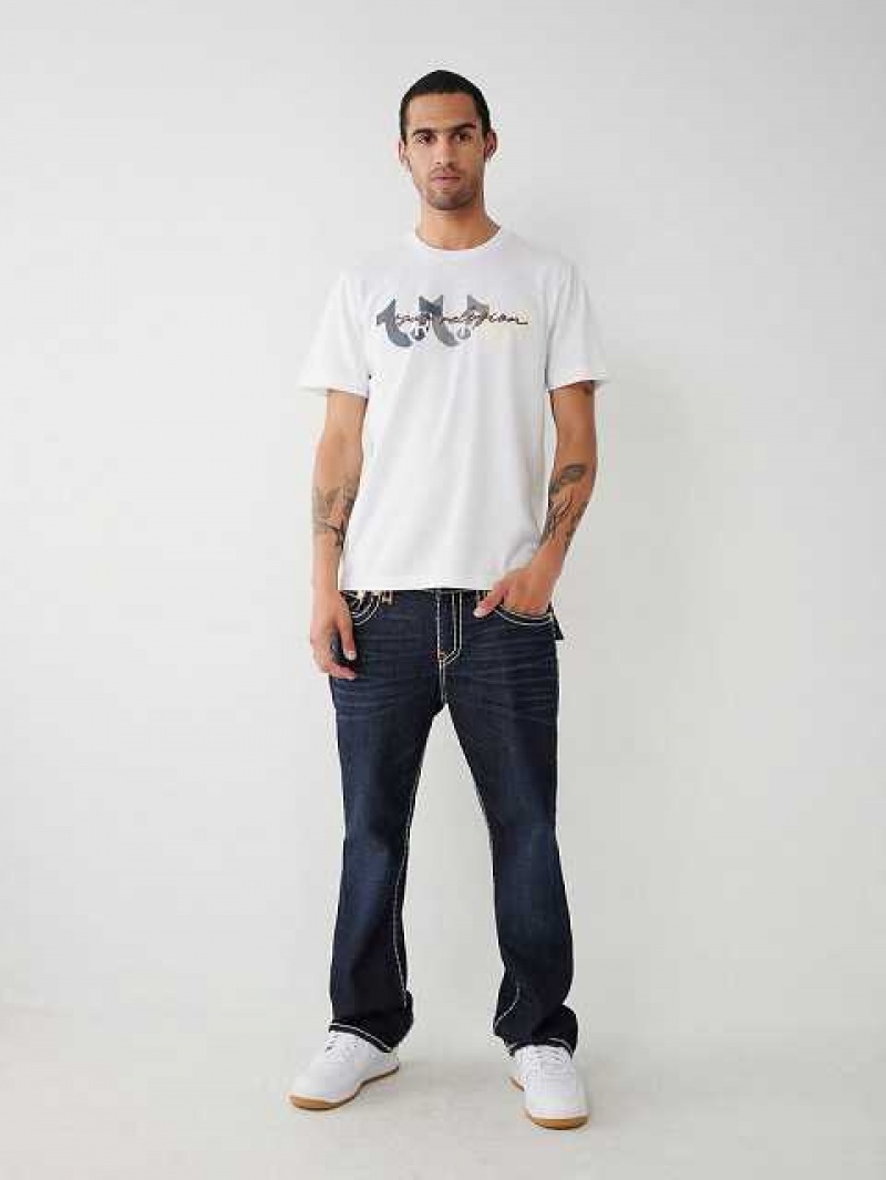 Camiseta True Religion Horseshoe Logo Hombre Blancas | Colombia-ZEAHYFM75