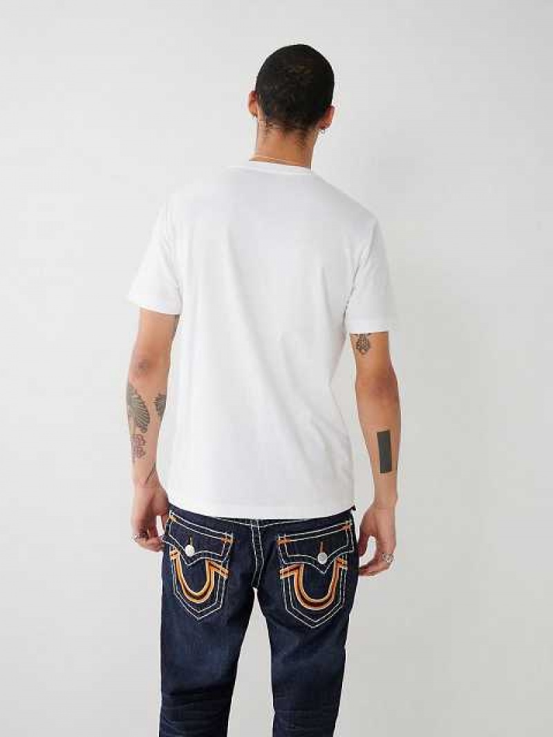 Camiseta True Religion Horseshoe Logo Hombre Blancas | Colombia-ZEAHYFM75