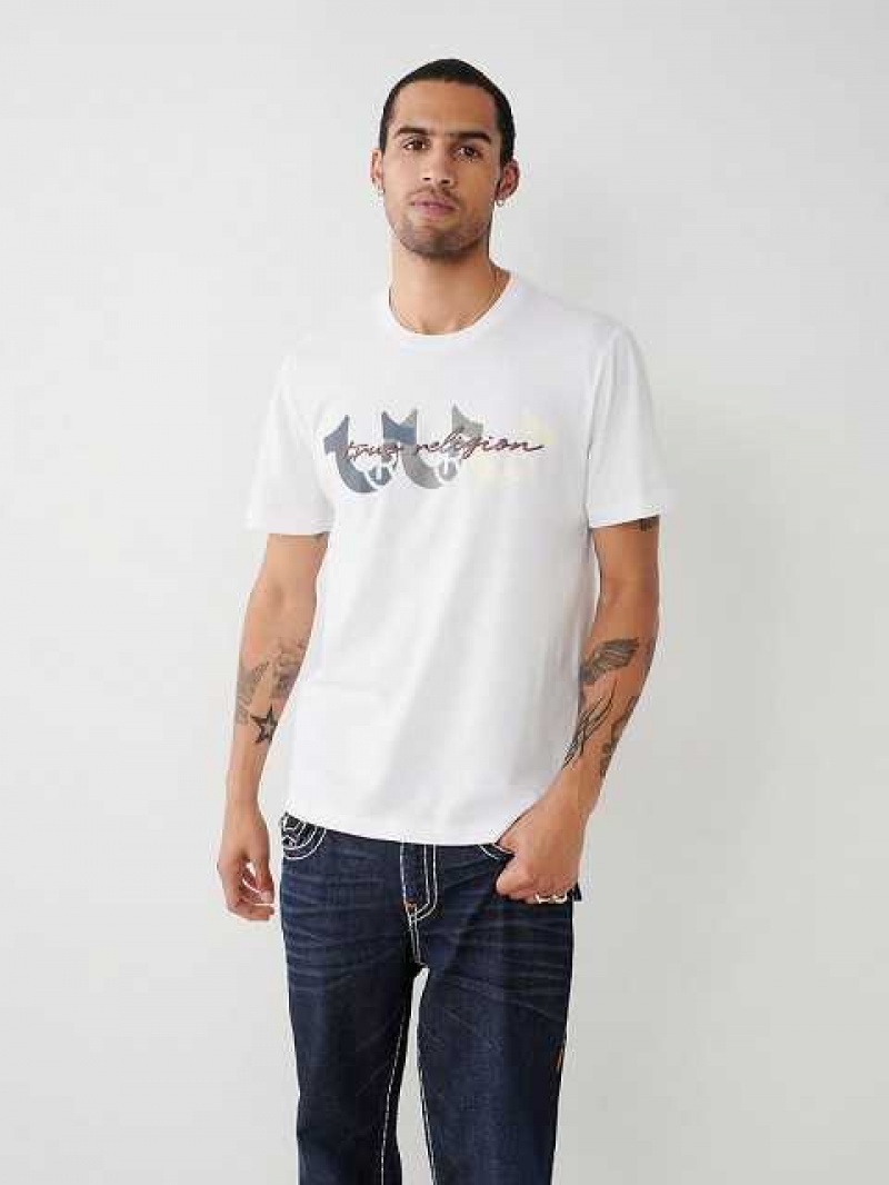 Camiseta True Religion Horseshoe Logo Hombre Blancas | Colombia-ZEAHYFM75