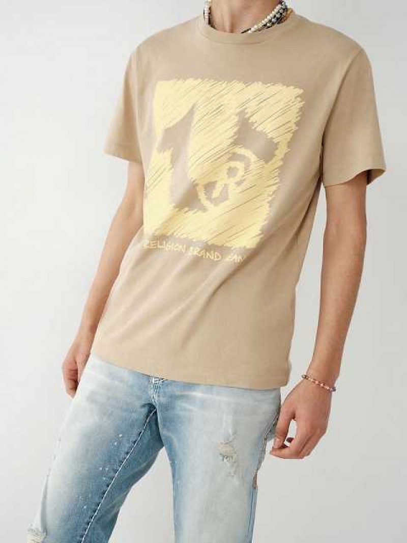 Camiseta True Religion Horseshoe Logo Hombre Beige | Colombia-KWLCPDZ96