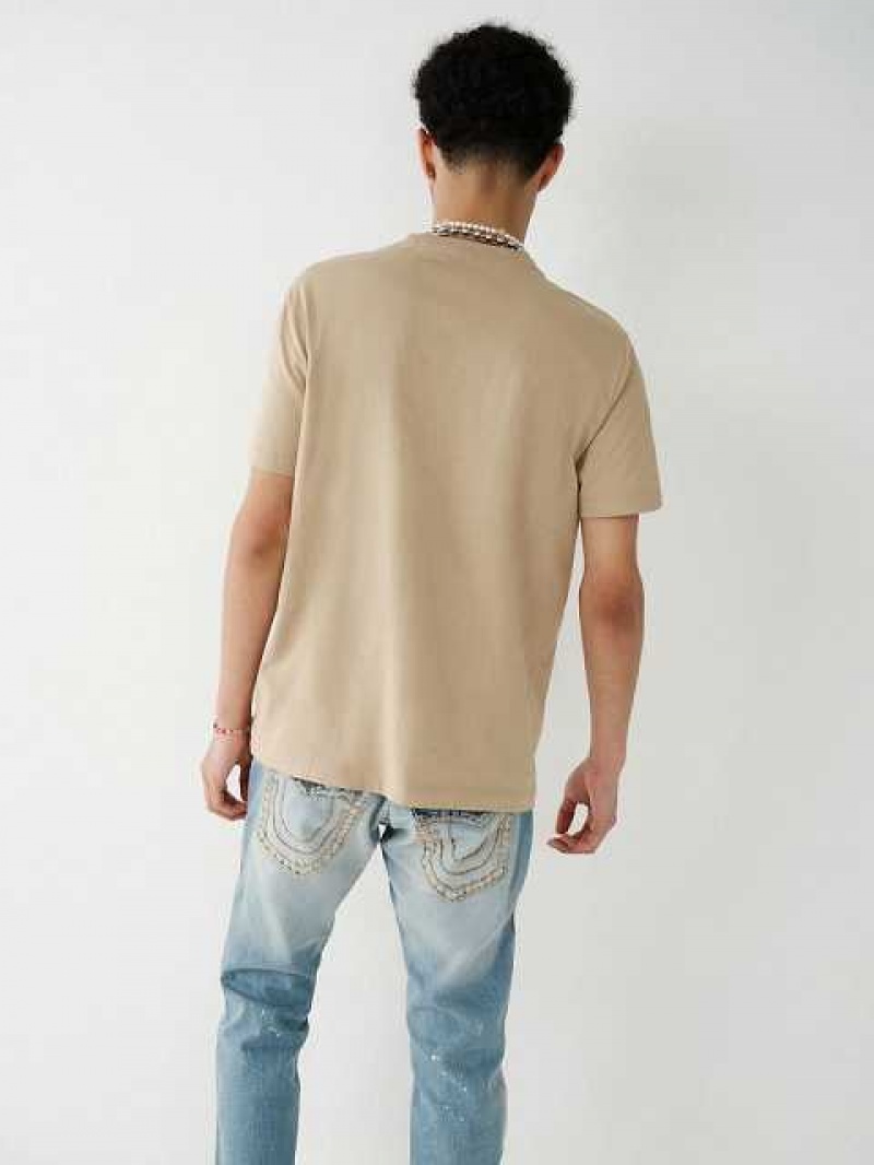 Camiseta True Religion Horseshoe Logo Hombre Beige | Colombia-KWLCPDZ96