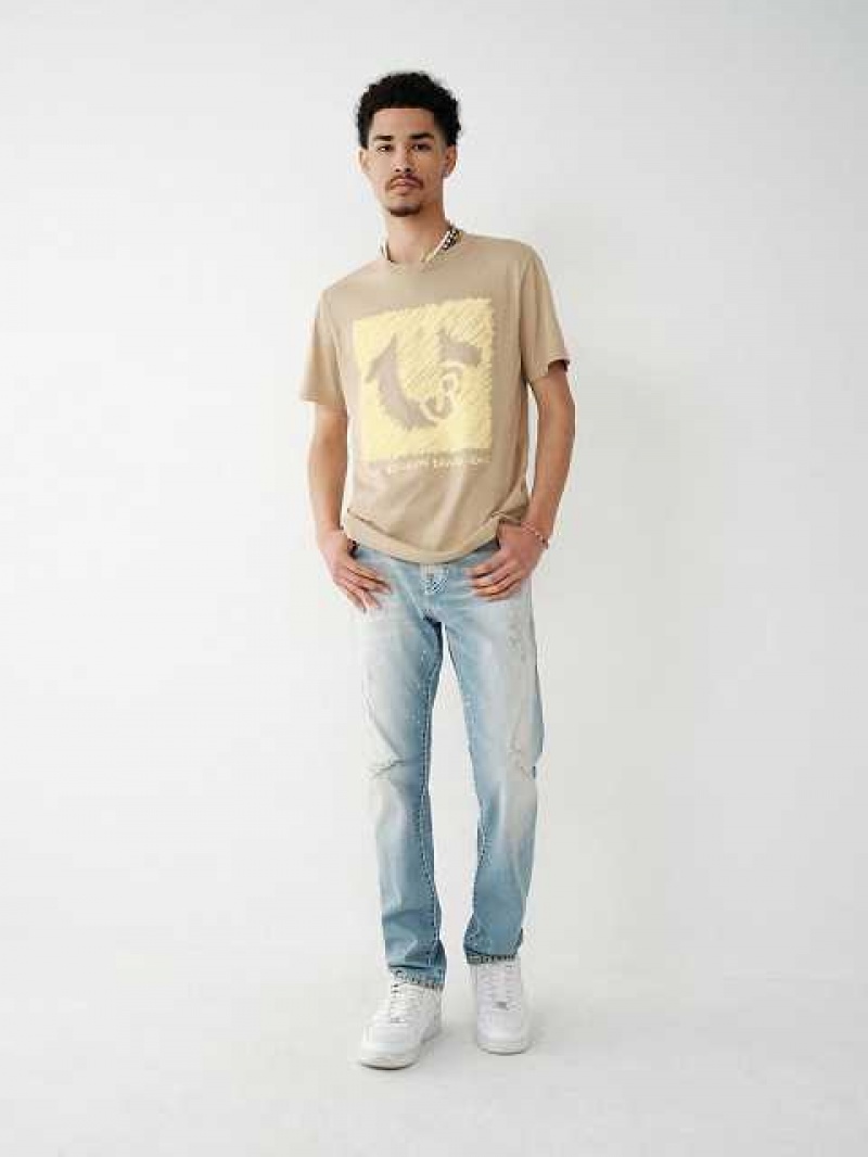 Camiseta True Religion Horseshoe Logo Hombre Beige | Colombia-KWLCPDZ96