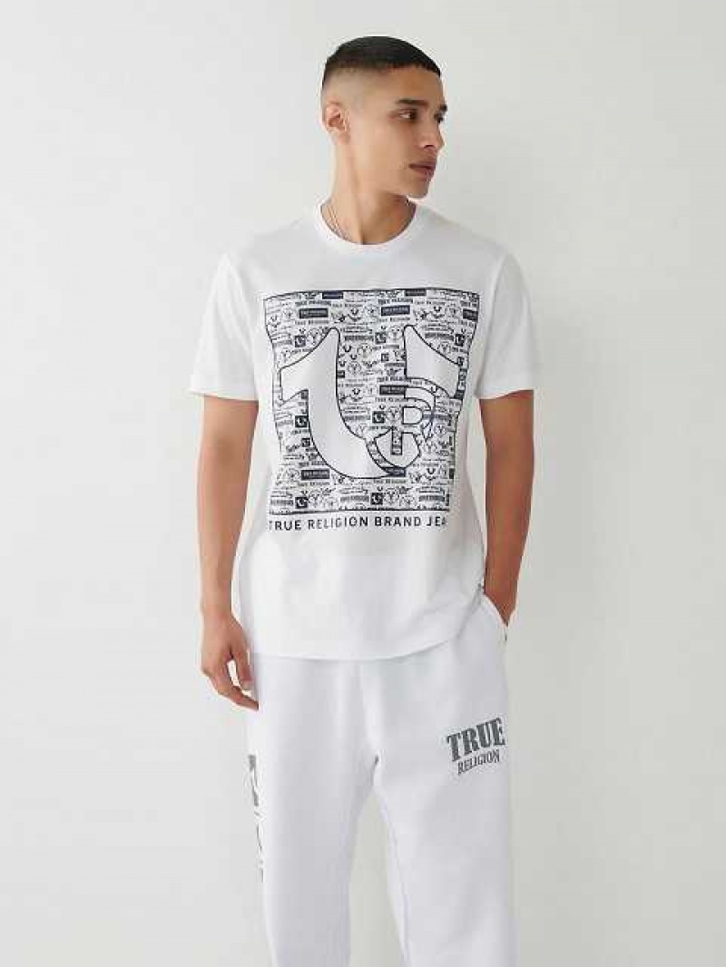 Camiseta True Religion Horseshoe Logo Hombre Blancas | Colombia-BOTGXFA72