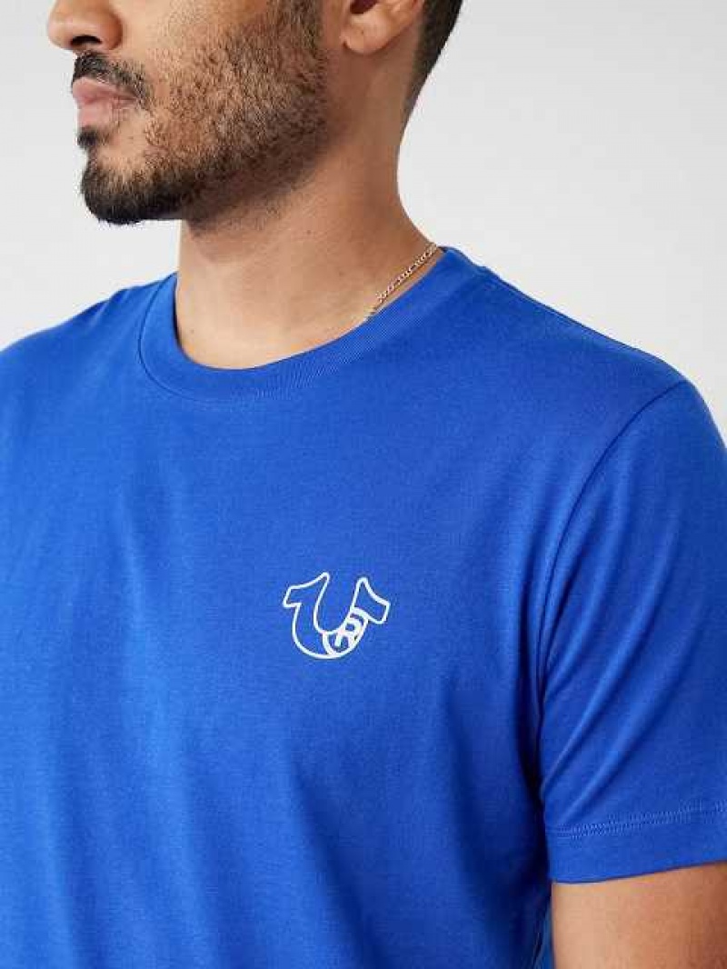 Camiseta True Religion Horseshoe Logo Hombre Azules | Colombia-GABETUN56