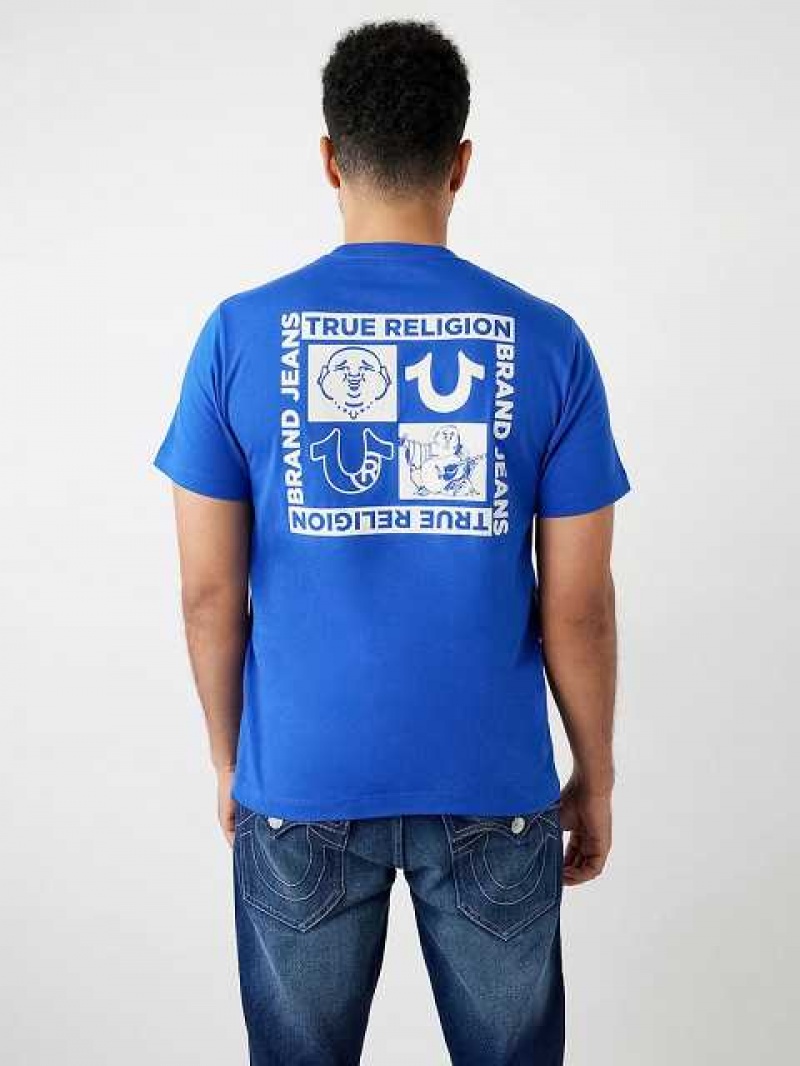 Camiseta True Religion Horseshoe Logo Hombre Azules | Colombia-GABETUN56