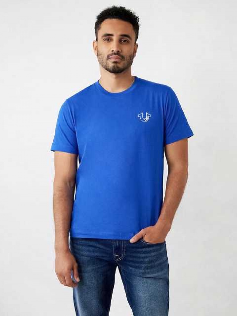 Camiseta True Religion Horseshoe Logo Hombre Azules | Colombia-GABETUN56