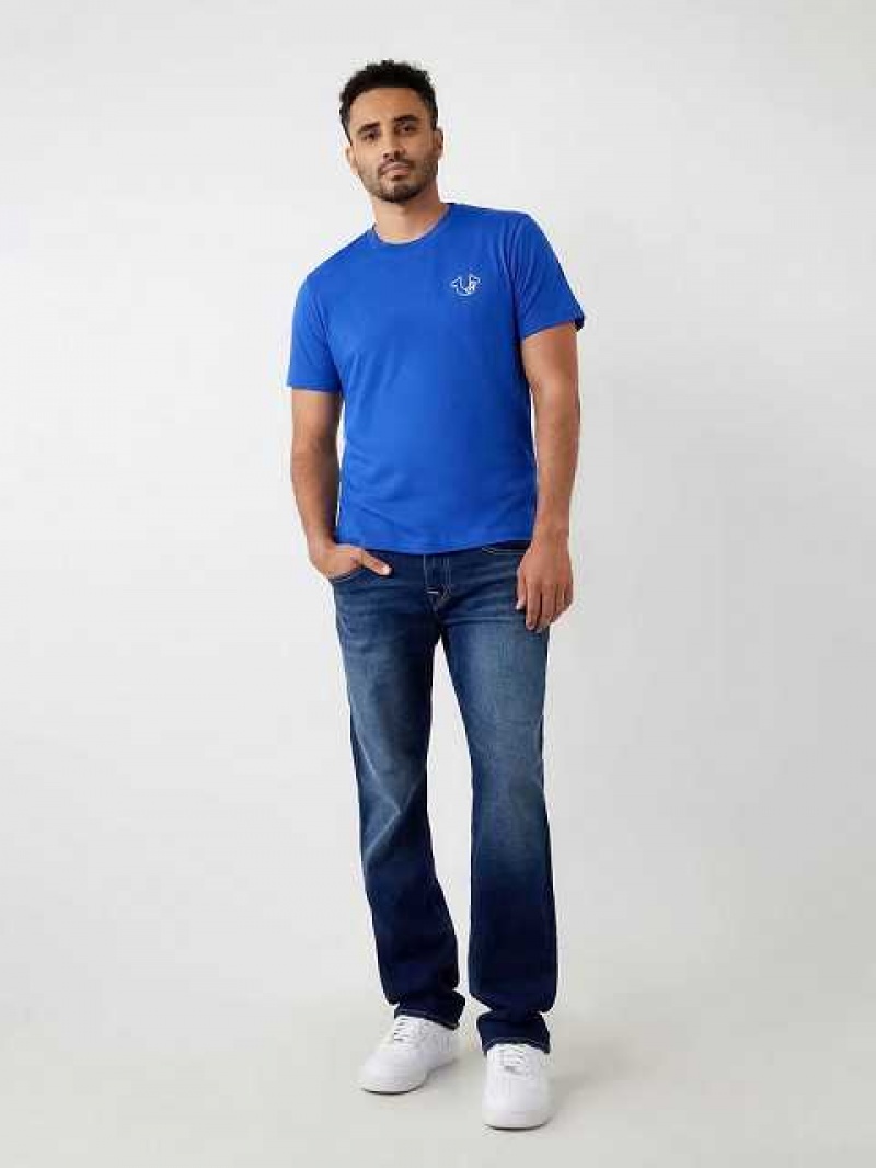 Camiseta True Religion Horseshoe Logo Hombre Azules | Colombia-GABETUN56