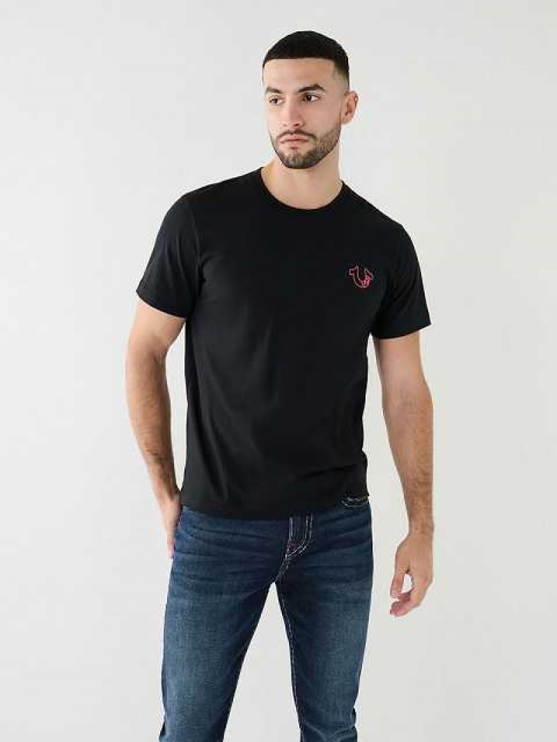 Camiseta True Religion Horseshoe Logo Hombre Negras | Colombia-MOTJNRA64