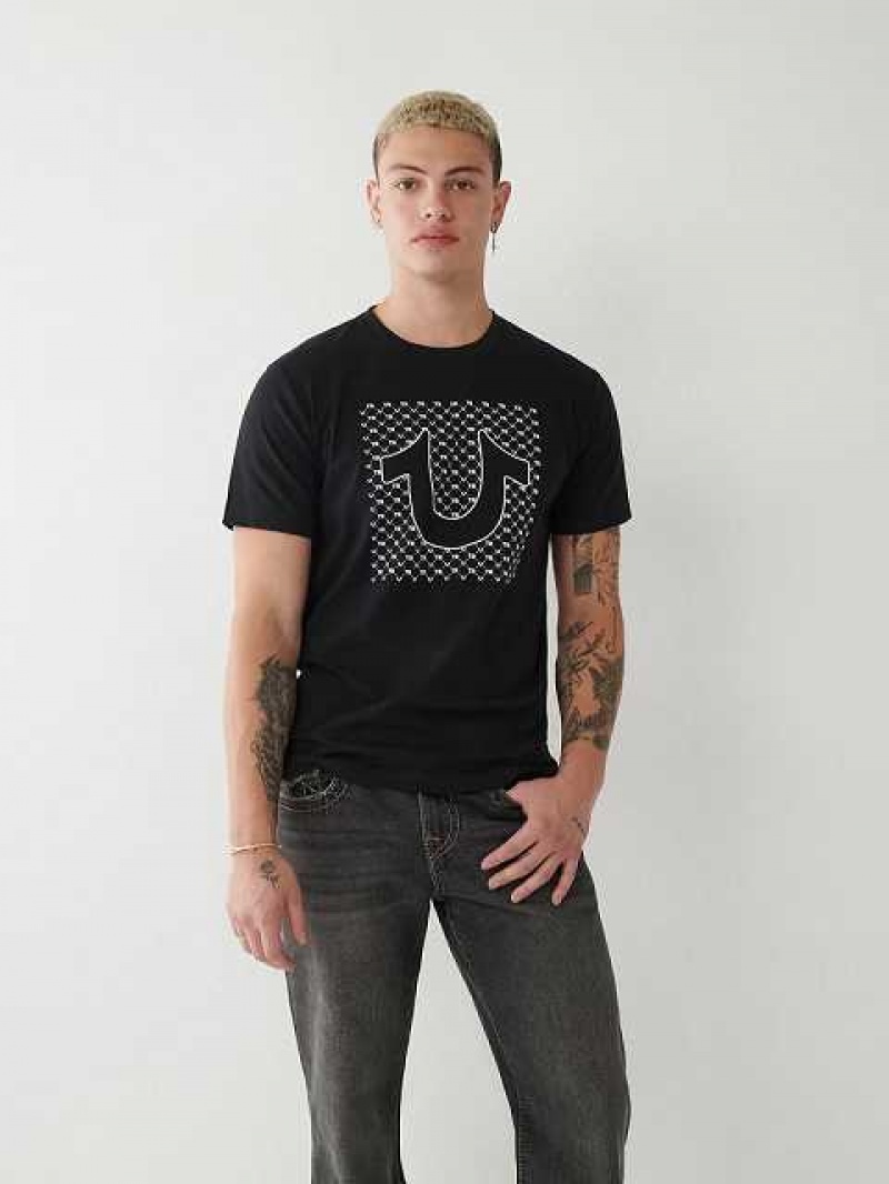 Camiseta True Religion Horseshoe Logo Hombre Negras | Colombia-TAULVIR52