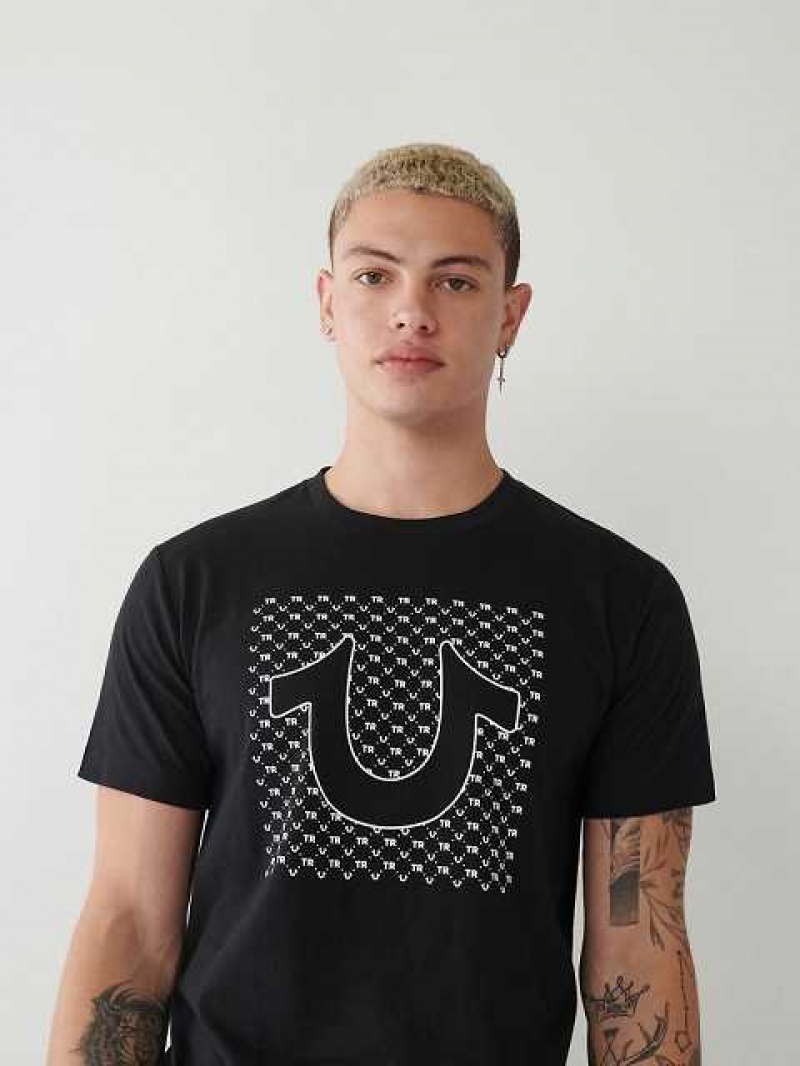 Camiseta True Religion Horseshoe Logo Hombre Negras | Colombia-TAULVIR52