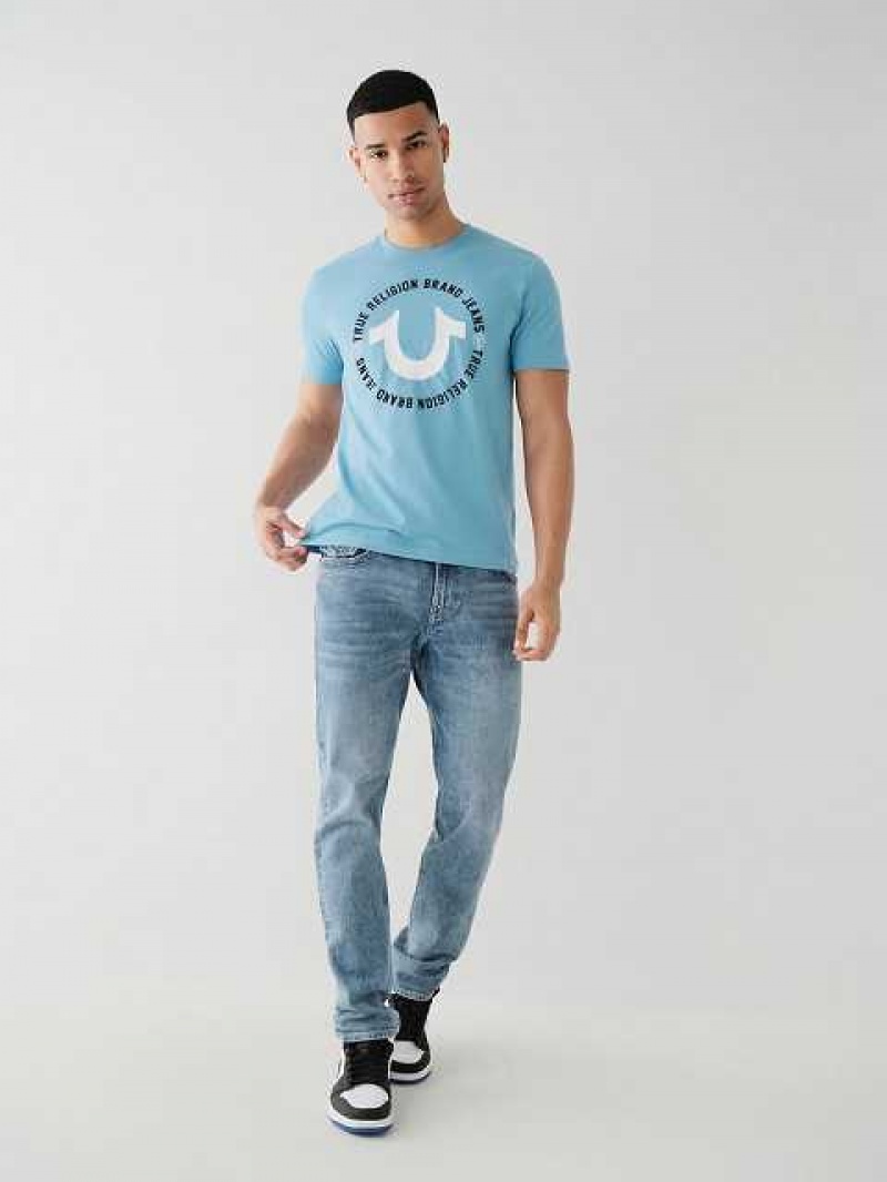 Camiseta True Religion Horseshoe Logo Hombre Azules | Colombia-XNYVOEU70