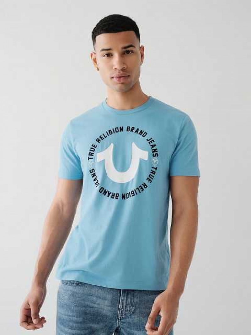 Camiseta True Religion Horseshoe Logo Hombre Azules | Colombia-XNYVOEU70