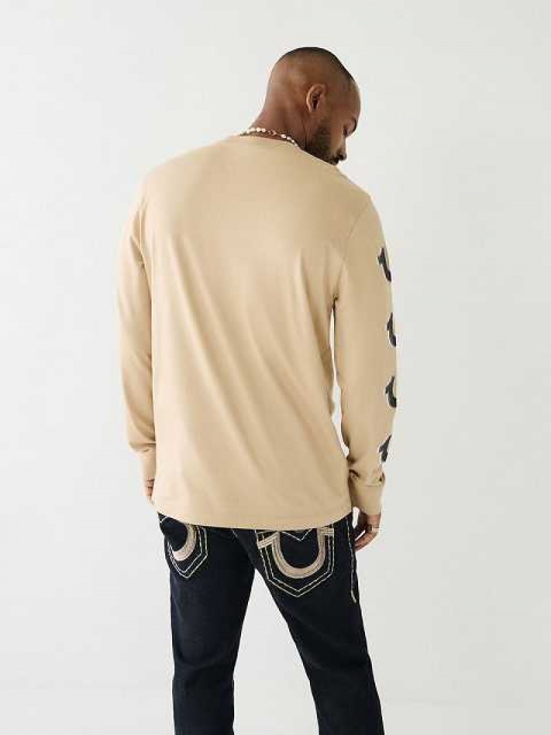 Camiseta True Religion Horseshoe Logo Long Sleeve Hombre Beige | Colombia-VEUKICZ25