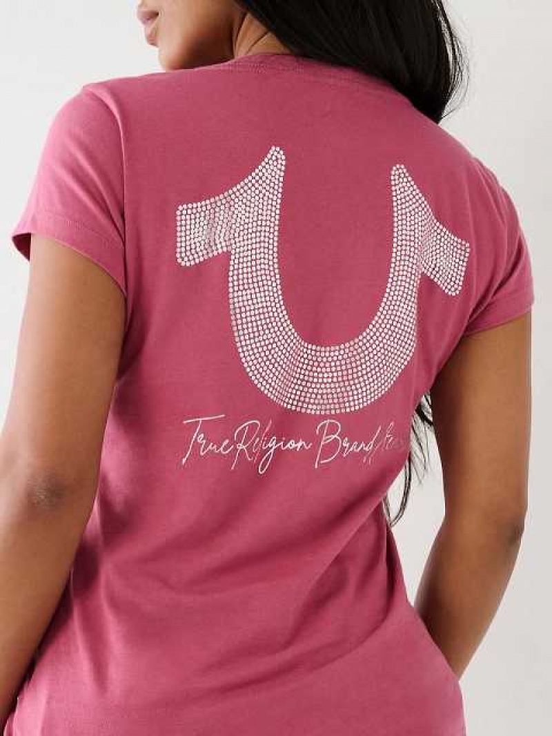 Camiseta True Religion Horseshoe Logo V Mujer Moradas | Colombia-LWADQGO54