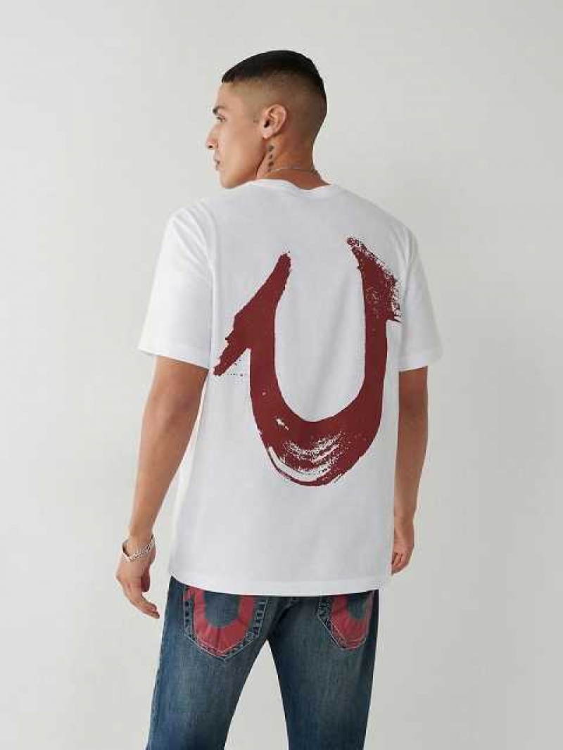 Camiseta True Religion Horseshoe Relaxed Hombre Blancas | Colombia-WAHVMBD97