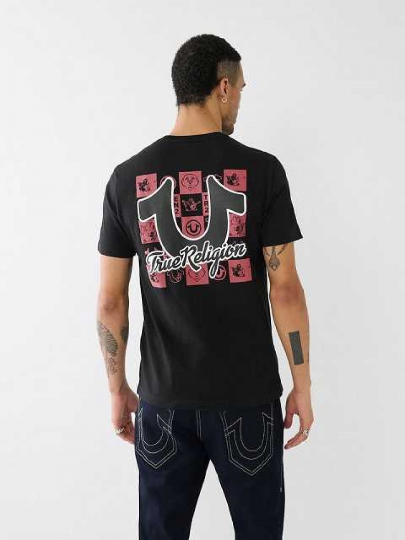 Camiseta True Religion Hs Tr Grid Crew Hombre Negras | Colombia-XSHMOFA42