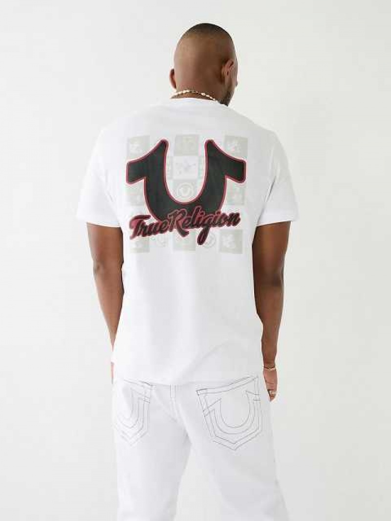 Camiseta True Religion Hs Tr Grid Crew Hombre Blancas | Colombia-LJTBVAG90