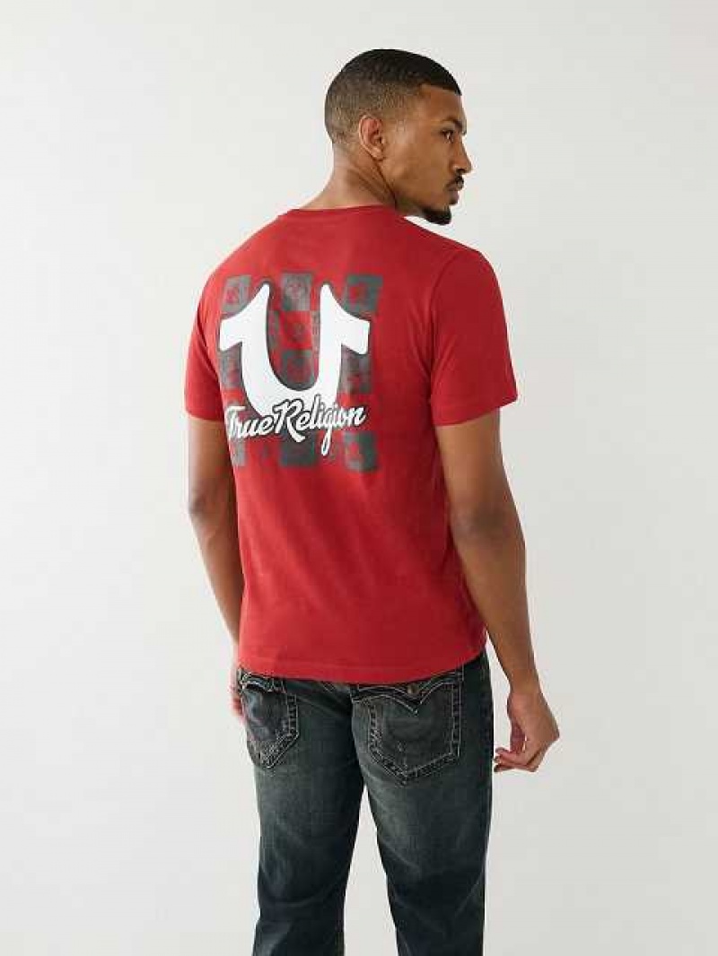 Camiseta True Religion Hs Tr Grid Crew Hombre Rojas | Colombia-ZMLAIUS01