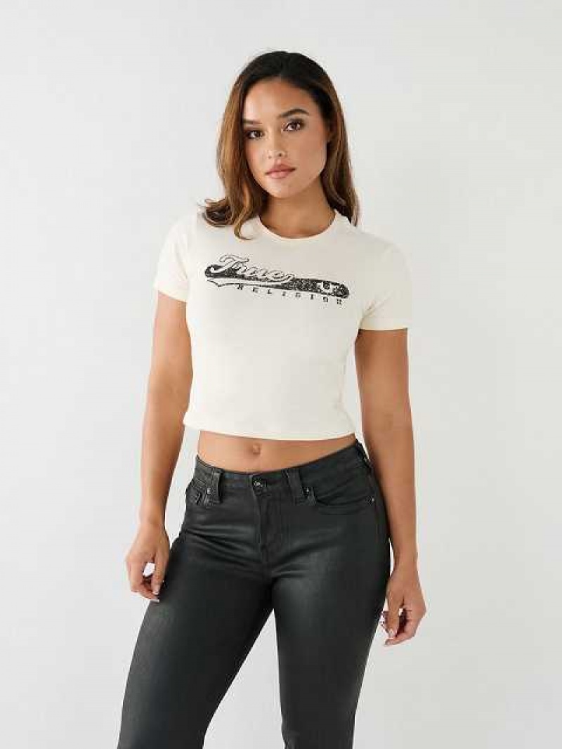 Camiseta True Religion Logo Baby Mujer Blancas | Colombia-TBSYQHL57