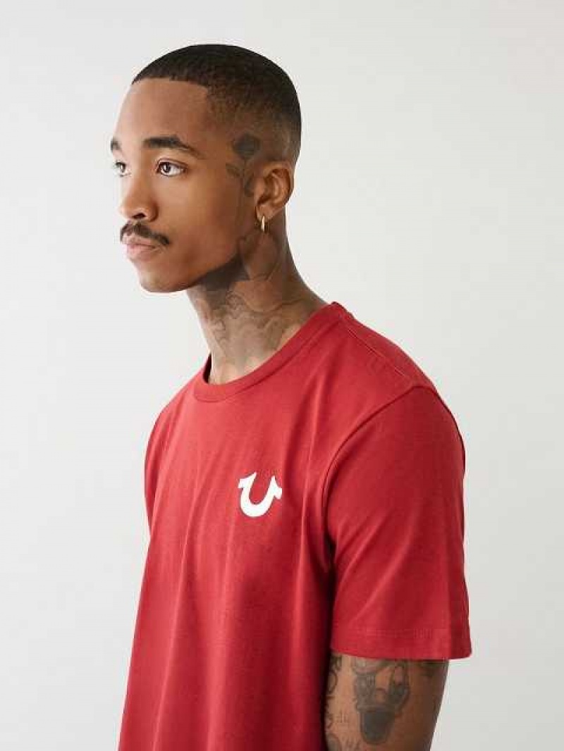 Camiseta True Religion Logo Crew Hombre Rojas | Colombia-WZQDPRB74