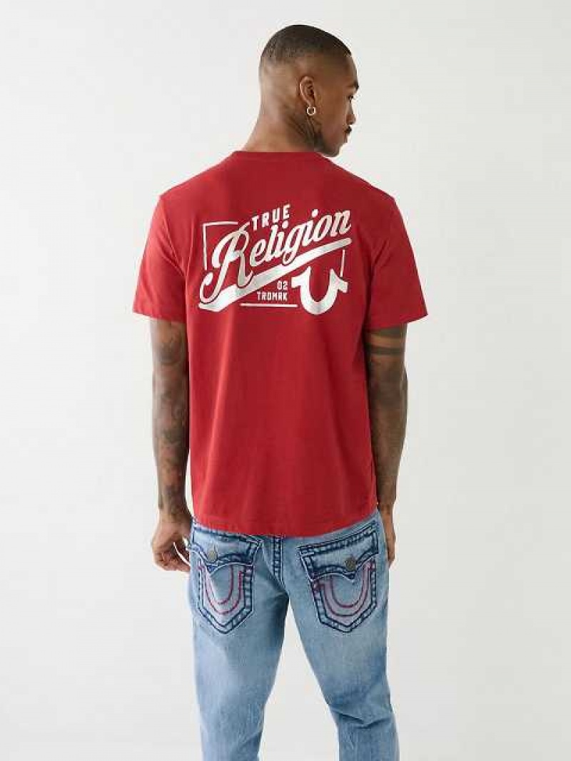 Camiseta True Religion Logo Crew Hombre Rojas | Colombia-WZQDPRB74