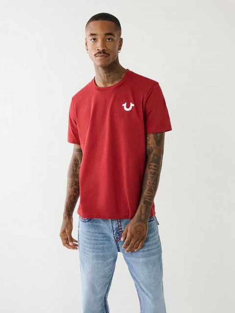 Camiseta True Religion Logo Crew Hombre Rojas | Colombia-WZQDPRB74