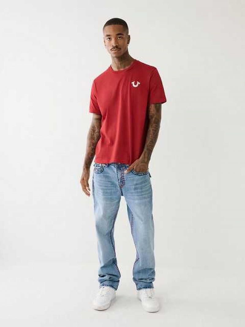 Camiseta True Religion Logo Crew Hombre Rojas | Colombia-WZQDPRB74