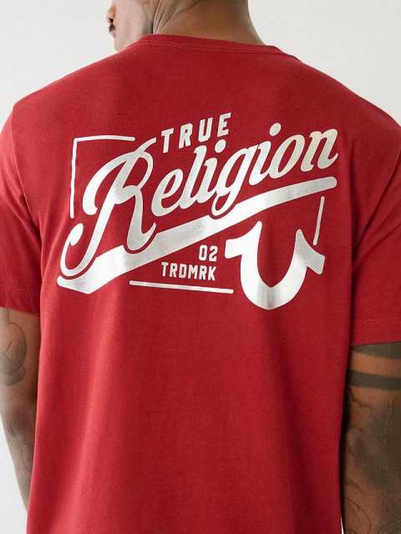 Camiseta True Religion Logo Crew Hombre Rojas | Colombia-WZQDPRB74