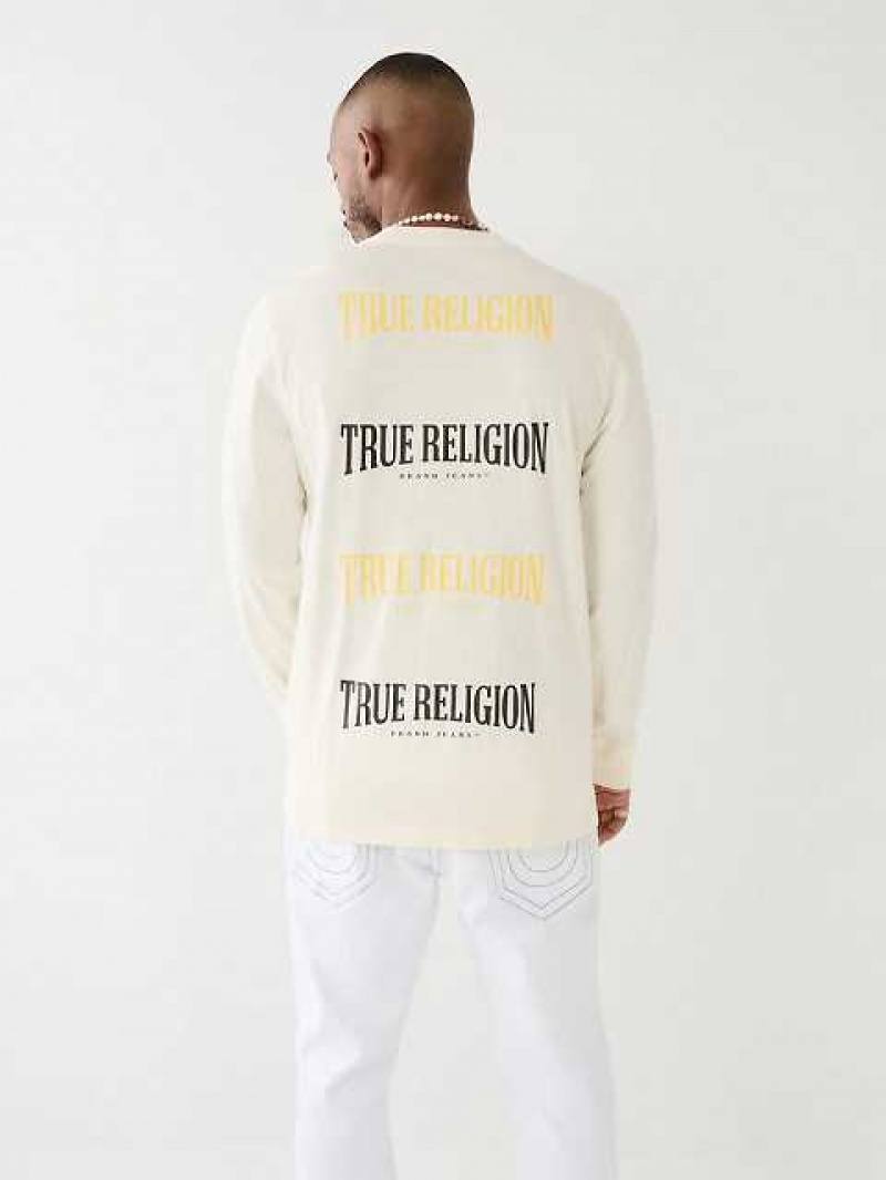 Camiseta True Religion Logo Long Sleeve Hombre Blancas | Colombia-VLISJHX80