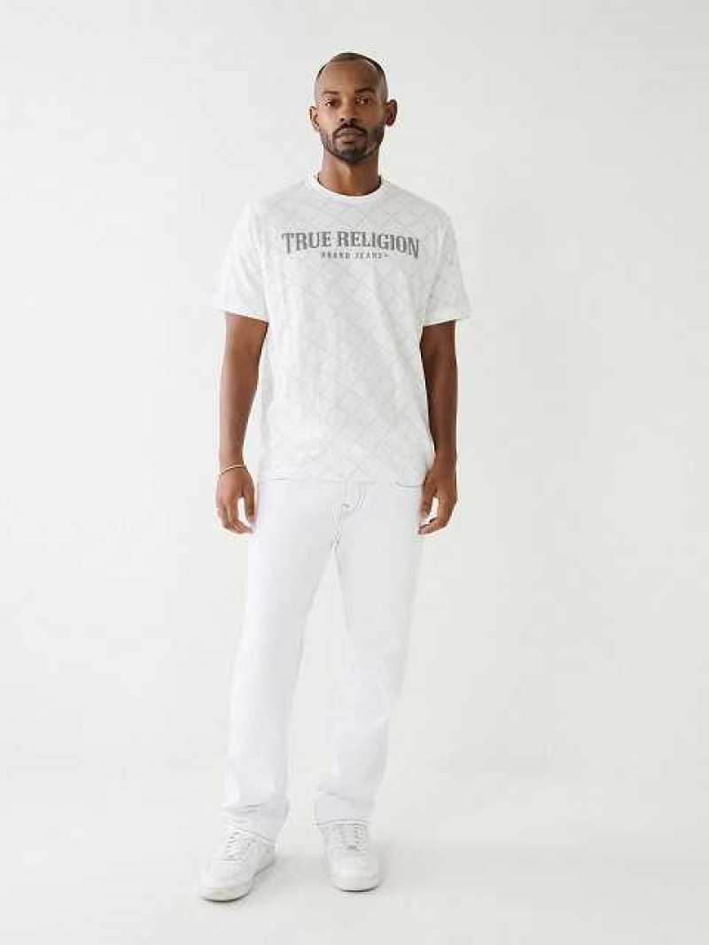 Camiseta True Religion Logo Monogram Hombre Blancas | Colombia-RZMNFSB54