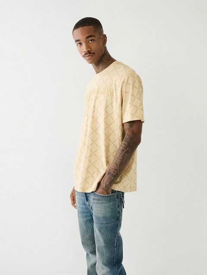 Camiseta True Religion Logo Monogram Hombre Beige | Colombia-LMCFAWR04