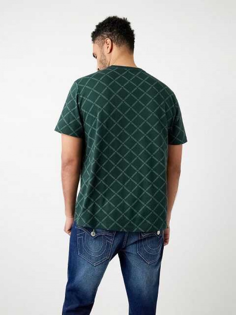 Camiseta True Religion Logo Monogram Hombre Verde Oscuro | Colombia-WRABHNX37