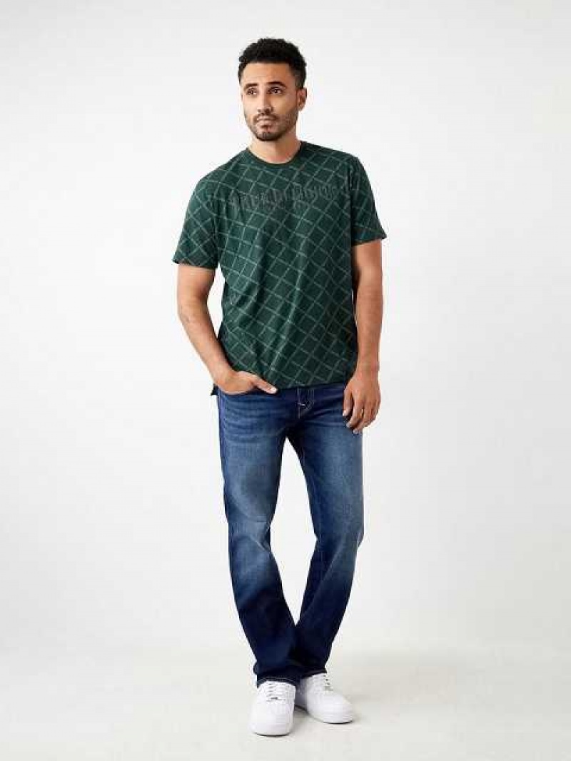 Camiseta True Religion Logo Monogram Hombre Verde Oscuro | Colombia-WRABHNX37