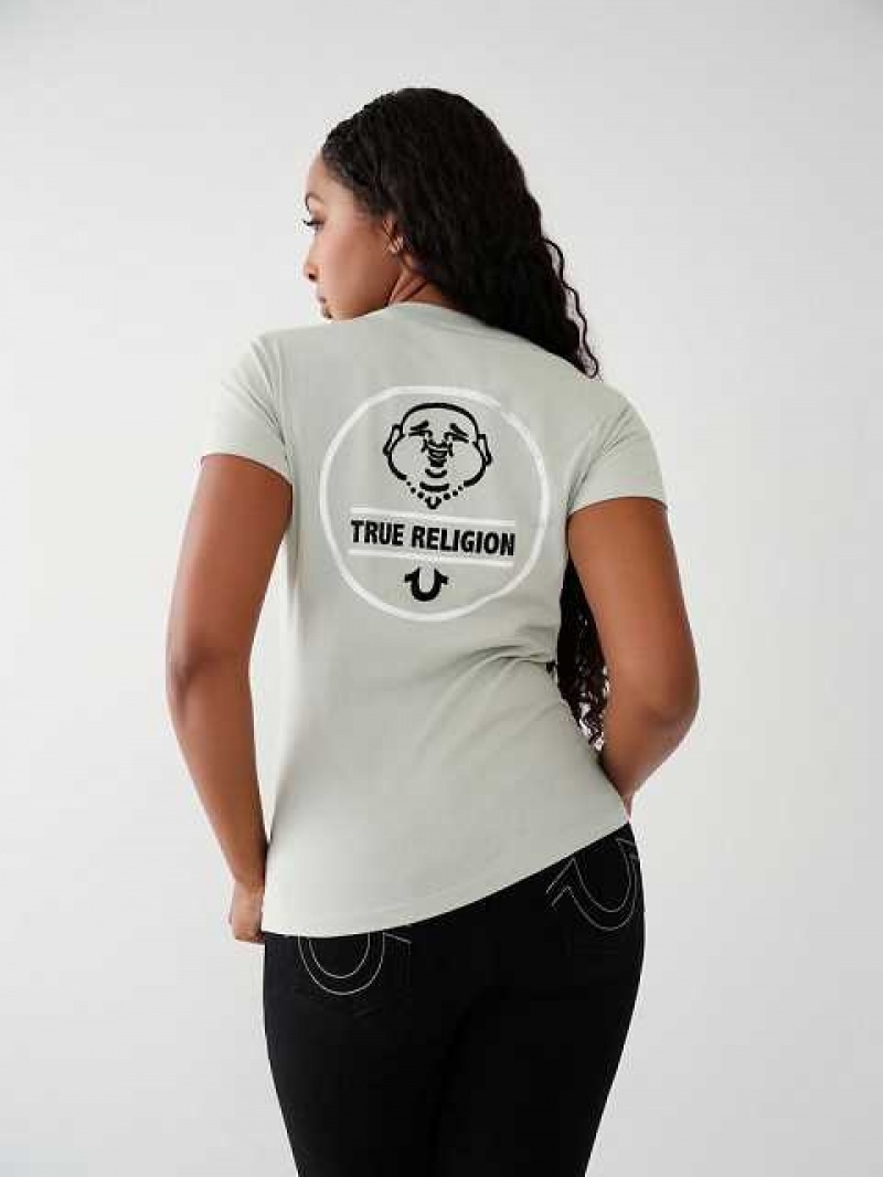 Camiseta True Religion Logo Mujer Turquesa Claro | Colombia-IHKGRJY29