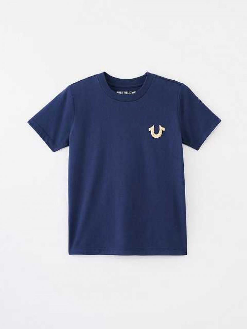 Camiseta True Religion Logo Niños Azul Marino Azules | Colombia-FUMNOWG51