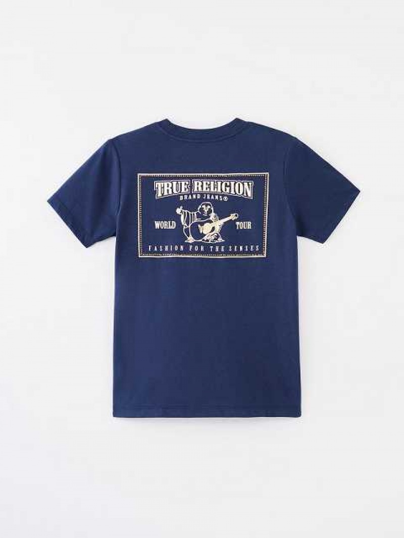 Camiseta True Religion Logo Niños Azul Marino Azules | Colombia-FUMNOWG51