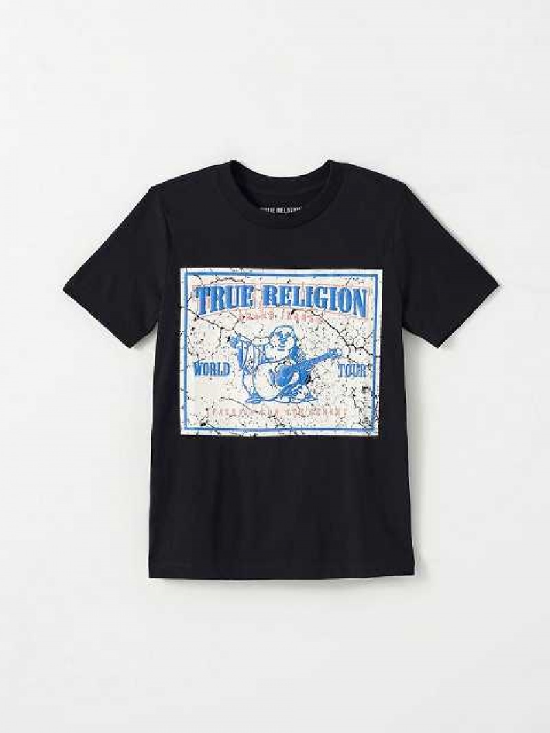 Camiseta True Religion Logo Niños Negras | Colombia-JEBRZPQ09