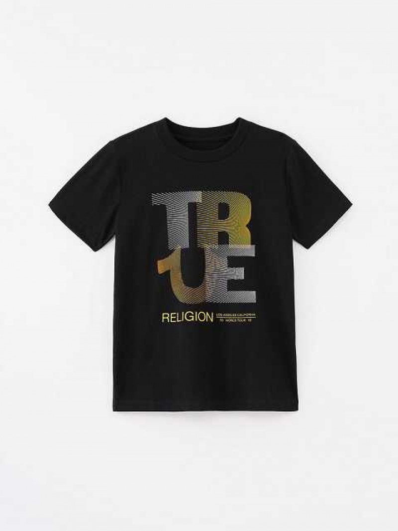 Camiseta True Religion Logo Niños Negras | Colombia-IYREUSF42